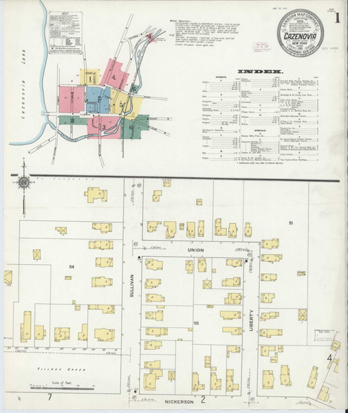 Cazenovia New York 1911 - Fire Insurance Index - Old Map Reprint
