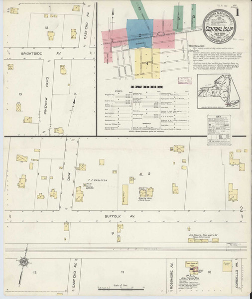 Central Islip New York 1913 - Fire Insurance Index - Old Map Reprint