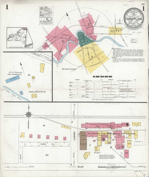 Champlain New York 1923 - Fire Insurance Index - Old Map Reprint