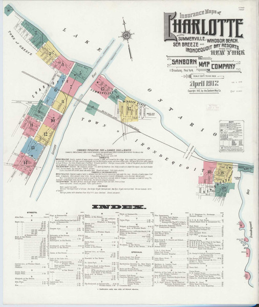 Charlotte New York 1912 - Fire Insurance Index - Old Map Reprint