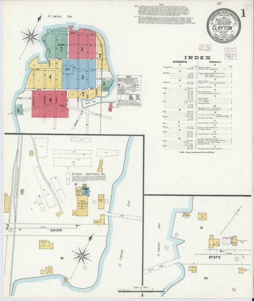 Clayton New York 1905 - Fire Insurance Index - Old Map Reprint