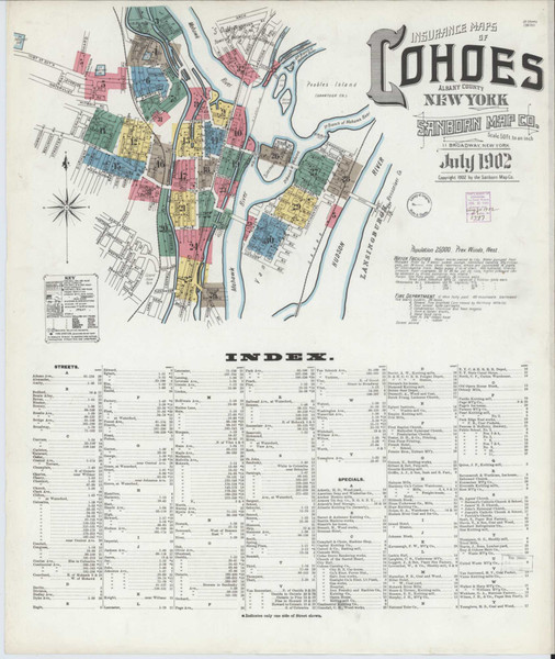 Cohoes New York 1902 - Fire Insurance Index - Old Map Reprint