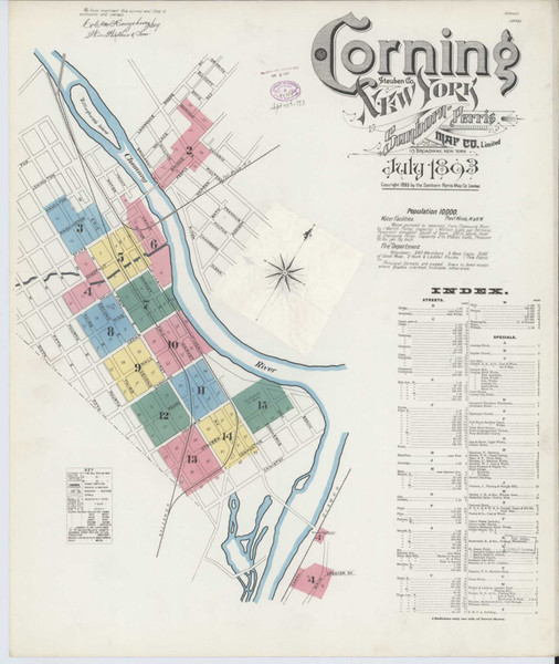 Corning New York 1893 - Fire Insurance Index - Old Map Reprint