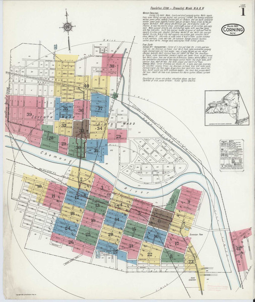 Corning New York 1921 - Fire Insurance Index - Old Map Reprint