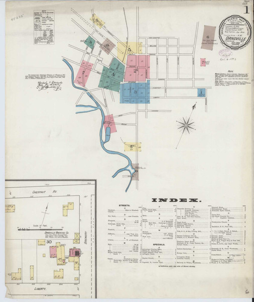 Dansville New York 1893 - Fire Insurance Index - Old Map Reprint