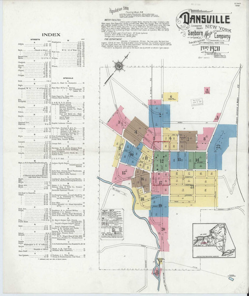 Dansville New York 1920 - Fire Insurance Index - Old Map Reprint