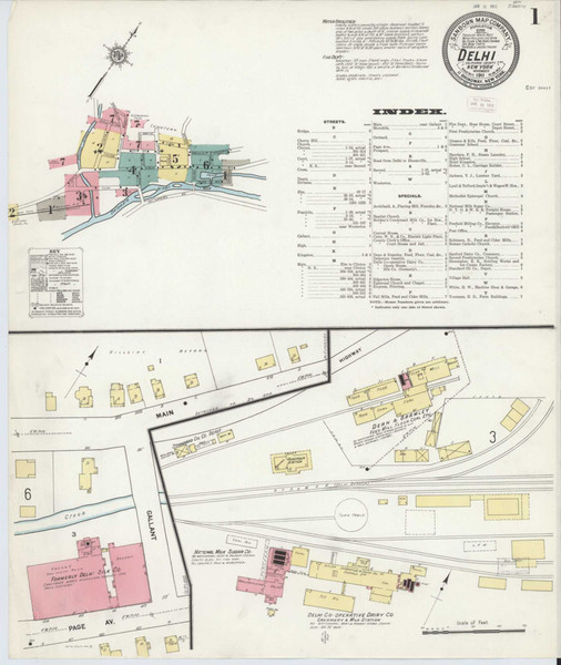 Delhi New York 1911 - Fire Insurance Index - Old Map Reprint