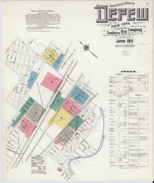 Depew New York 1911 - Fire Insurance Index - Old Map Reprint