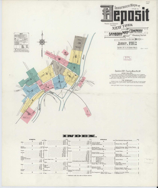 Deposit New York 1912 - Fire Insurance Index - Old Map Reprint