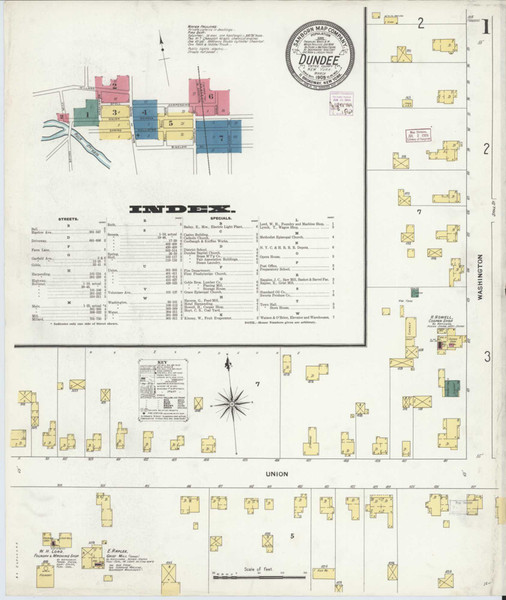 Dundee New York 1909 - Fire Insurance Index - Old Map Reprint