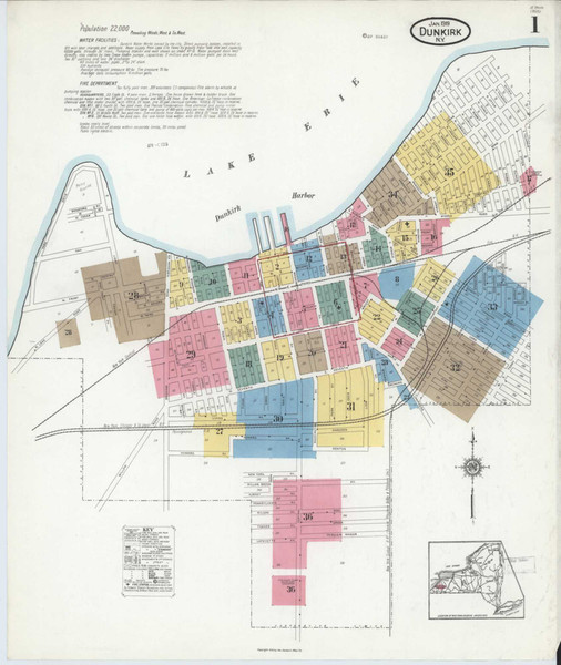 Dunkirk New York 1919 - Fire Insurance Index - Old Map Reprint