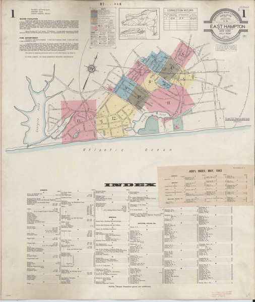 Easthampton New York 1943 - Fire Insurance Index - Old Map Reprint