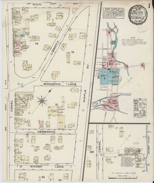 Ellenville New York 1884 - Fire Insurance Index - Old Map Reprint