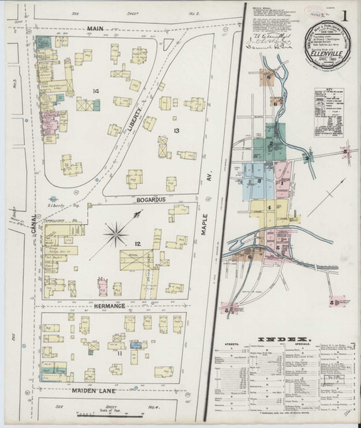 Ellenville New York 1889 - Fire Insurance Index - Old Map Reprint
