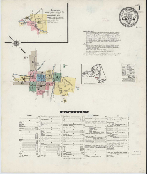 Ellenville New York 1914 - Fire Insurance Index - Old Map Reprint