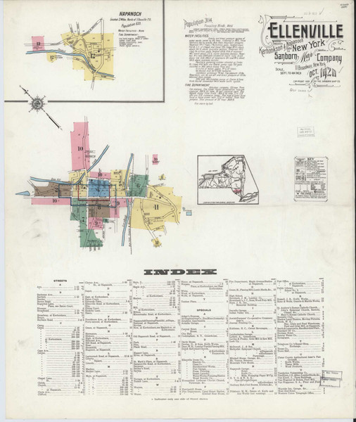 Ellenville New York 1920 - Fire Insurance Index - Old Map Reprint