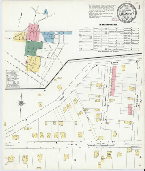 Farmingdale New York 1910 - Fire Insurance Index - Old Map Reprint