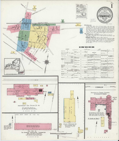 Farmingdale New York 1920 - Fire Insurance Index - Old Map Reprint