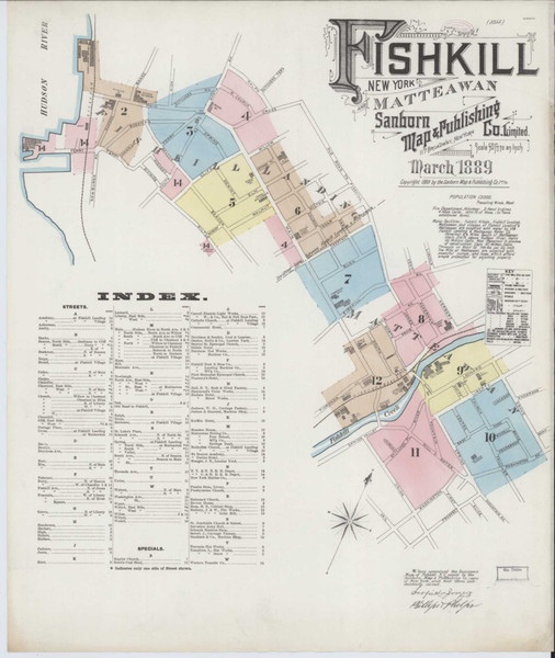 Fishkill-On-The-Hudson New York 1889 - Fire Insurance Index - Old Map Reprint