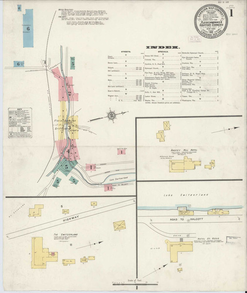 Fleischmanns New York 1912 - Fire Insurance Index - Old Map Reprint