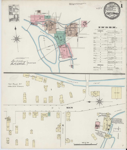 Fort Edward New York 1890 - Fire Insurance Index - Old Map Reprint