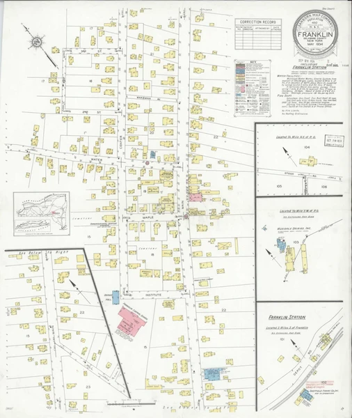 Franklin New York 1934 - Fire Insurance Index - Old Map Reprint