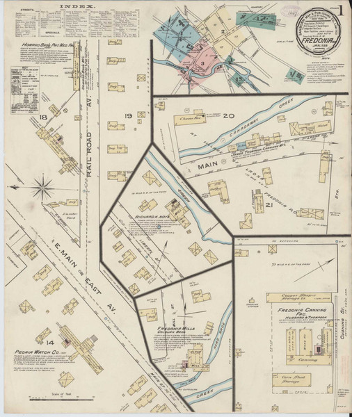 Fredonia New York 1886 - Fire Insurance Index - Old Map Reprint
