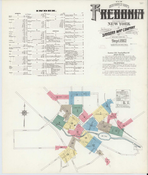 Fredonia New York 1912 - Fire Insurance Index - Old Map Reprint