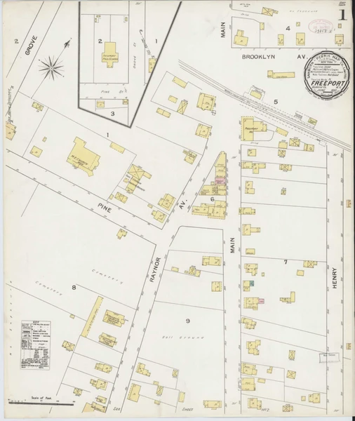 Freeport New York 1892 - Fire Insurance Index - Old Map Reprint