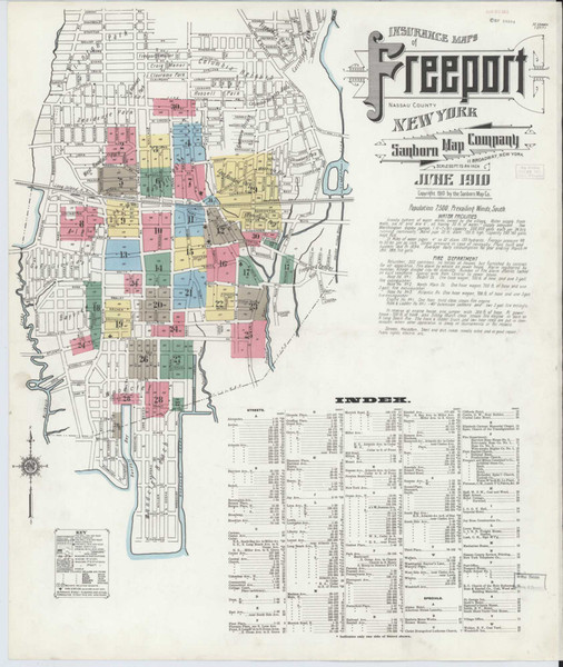Freeport New York 1910 - Fire Insurance Index - Old Map Reprint