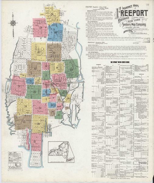 Freeport New York 1917 - Fire Insurance Index - Old Map Reprint