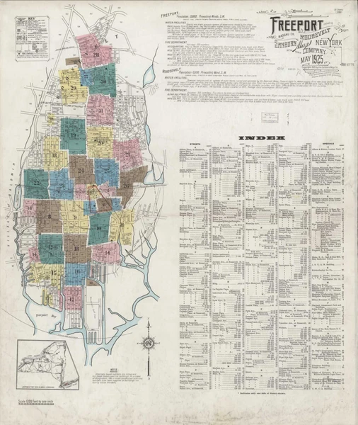 Freeport New York 1925 - Fire Insurance Index - Old Map Reprint