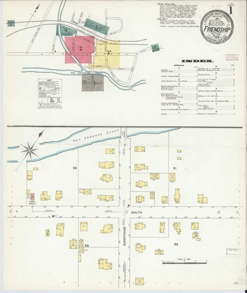Friendship New York 1909 - Fire Insurance Index - Old Map Reprint