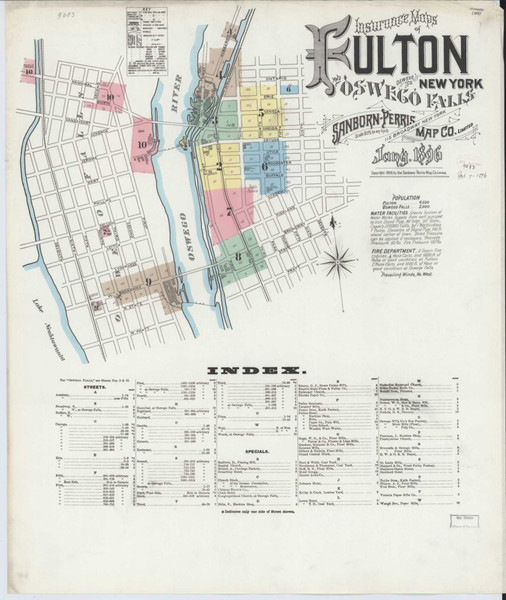 Fulton New York 1896 - Fire Insurance Index - Old Map Reprint