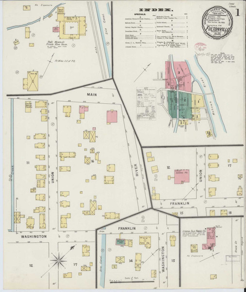 Fultonville New York 1895 - Fire Insurance Index - Old Map Reprint