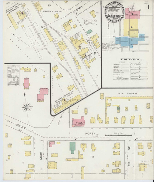 Geneseo New York 1894 - Fire Insurance Index - Old Map Reprint