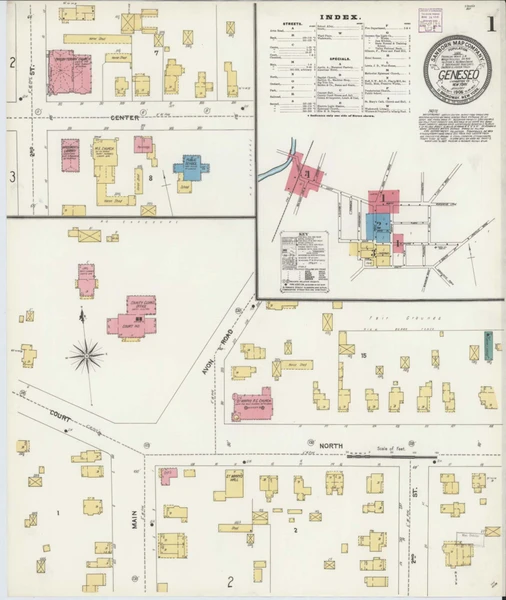 Geneseo New York 1906 - Fire Insurance Index - Old Map Reprint