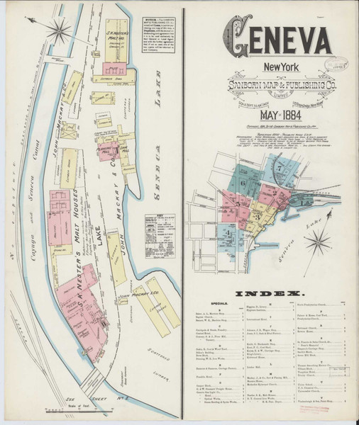 Geneva New York 1884 - Fire Insurance Index - Old Map Reprint