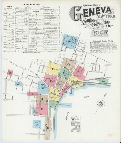 Geneva New York 1897 - Fire Insurance Index - Old Map Reprint
