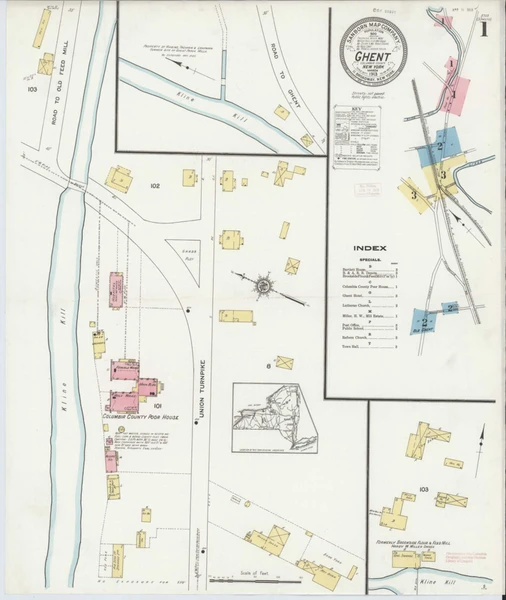 Ghent New York 1913 - Fire Insurance Index - Old Map Reprint
