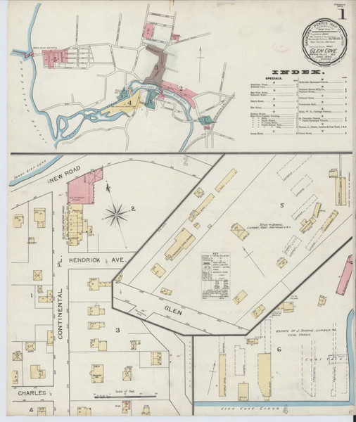 Glen Cove New York 1893 - Fire Insurance Index - Old Map Reprint