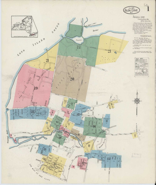 Glen Cove New York 1915 - Fire Insurance Index - Old Map Reprint