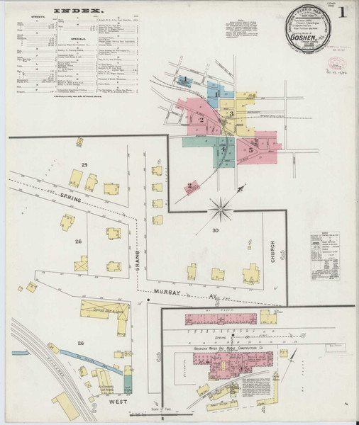 Goshen New York 1894 - Fire Insurance Index - Old Map Reprint
