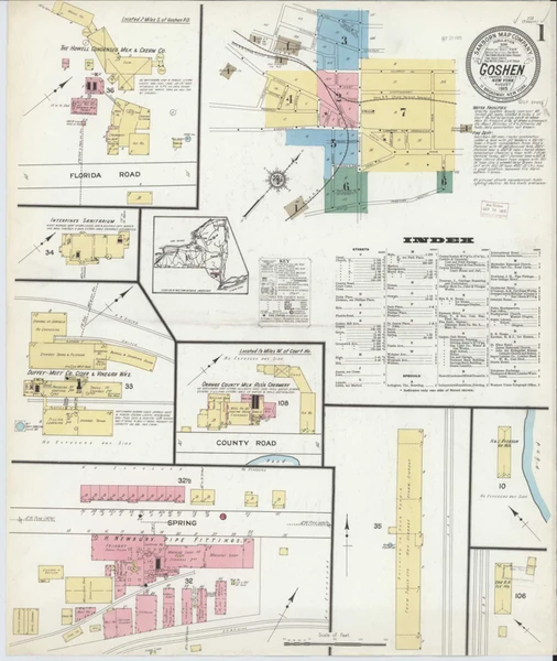 Goshen New York 1915 - Fire Insurance Index - Old Map Reprint