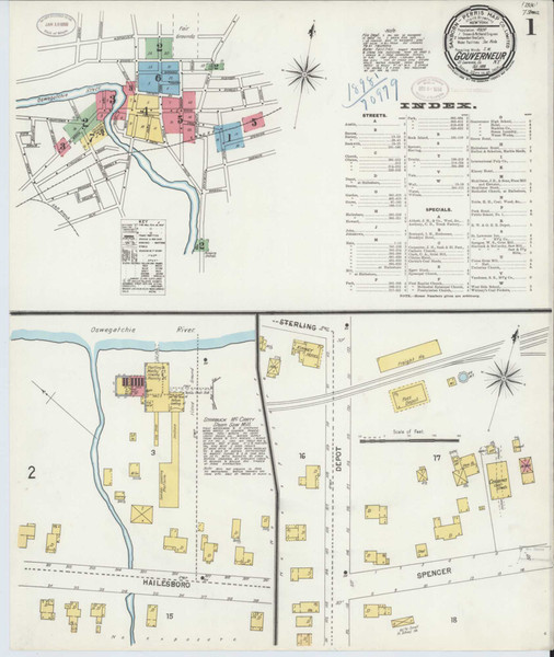 Gouverneur New York 1898 - Fire Insurance Index - Old Map Reprint