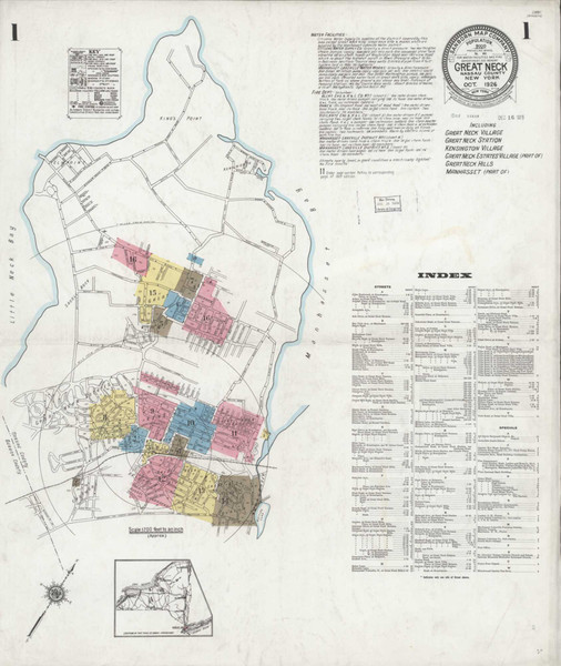 Great Neck New York 1926 - Fire Insurance Index - Old Map Reprint