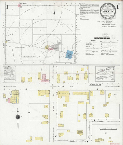 Greece New York 1929 - Fire Insurance Index - Old Map Reprint