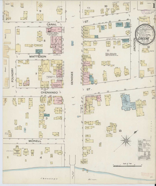 Greene New York 1887 - Fire Insurance Index - Old Map Reprint