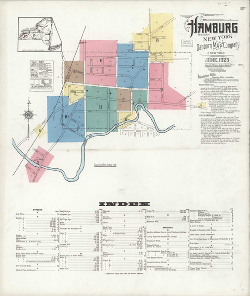 Hamburg New York 1923 - Fire Insurance Index - Old Map Reprint