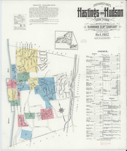 Hastings-On-Hudson New York 1912 - Fire Insurance Index - Old Map Reprint